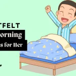 Romantic good morning message for her quote design with hearts and soft morning light