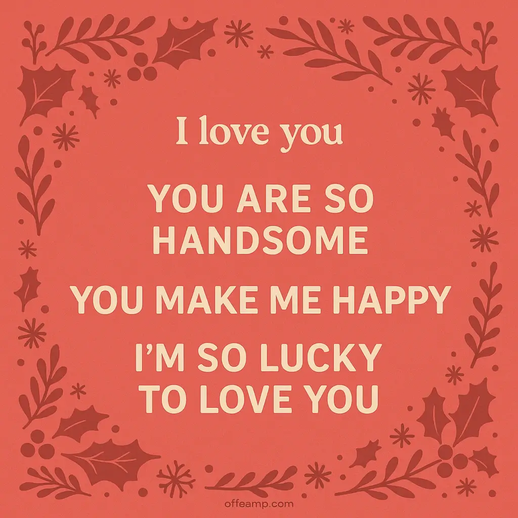 Coral decorative Christmas border showcasing sweet romantic messages for boyfriend and girlfriend